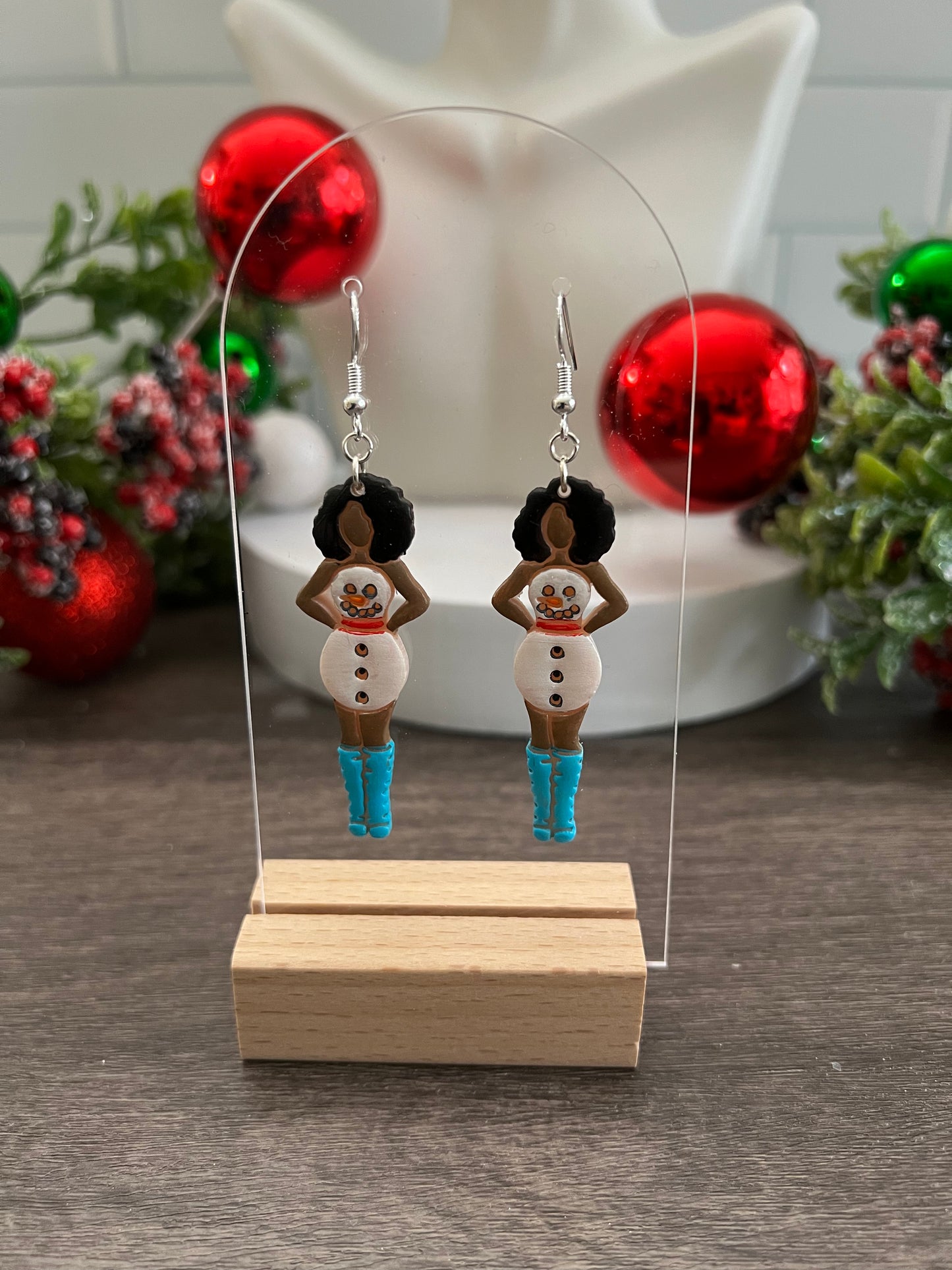 Snowman Pin-Up - Merry Collection- Hook Earring