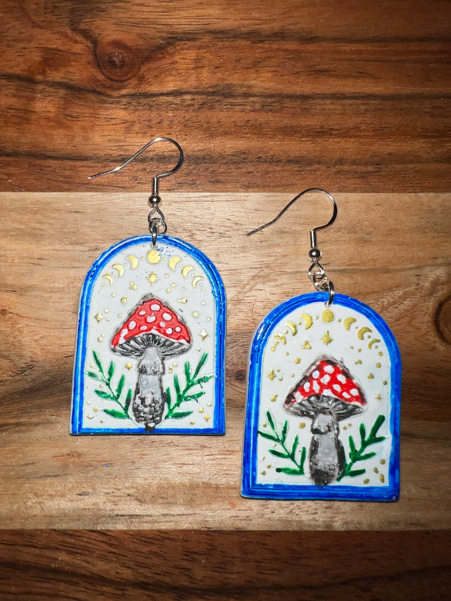 Mushroom Arch- Blue-  Hook Earring