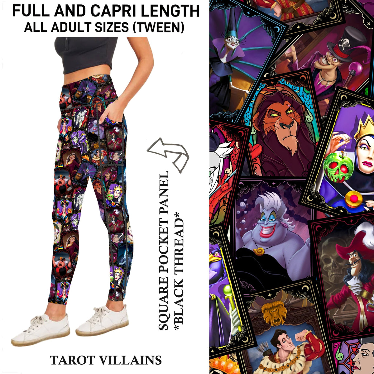 S3PJ - Tarot Villains Capris/Leggings with Square Pocket Panel - Preorder Due 10/28 ETA: Late Dec