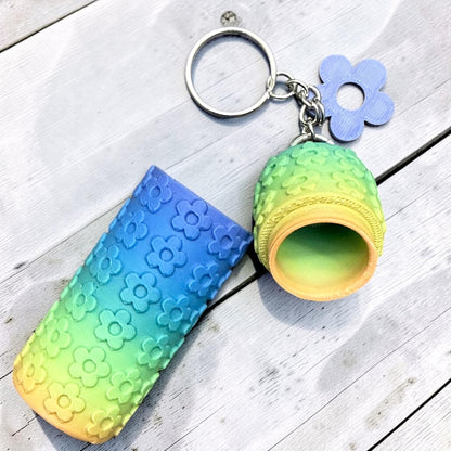 Floral Holder Keychain- 3D print- cool rainbow ombré