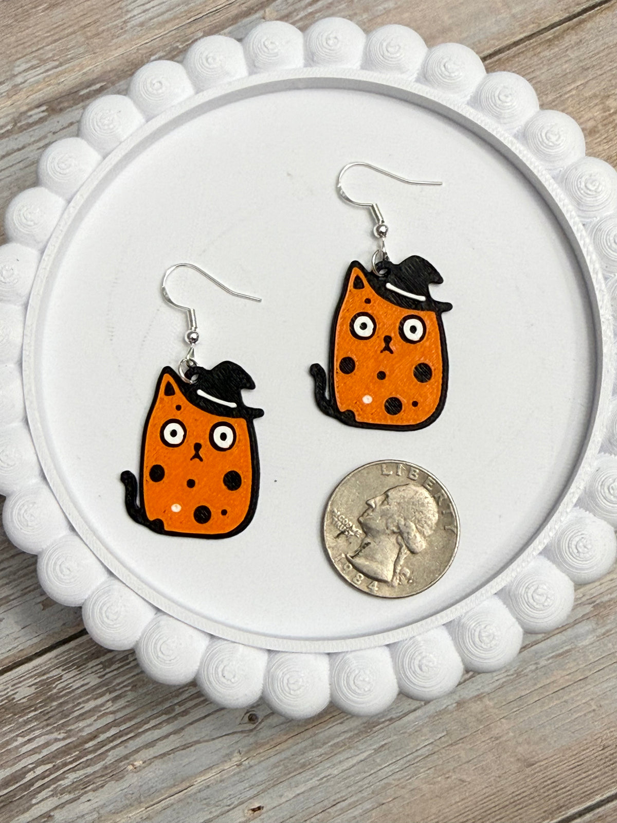 Cat Witch- 3D Printed Earrings - Halloween