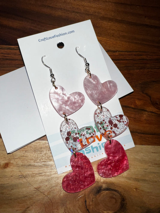 Stacked Hearts- Acrylic Earrings- Valentine’s