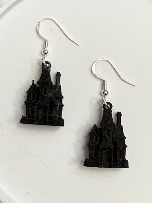 Haunted House- 3D Printed Earrings - Halloween