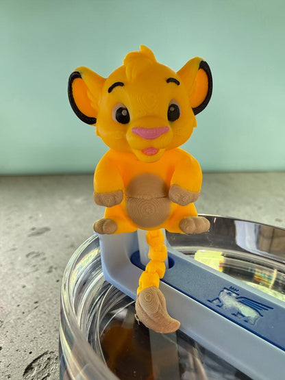 Lion Cub- Straw Buddy- 3D Printed