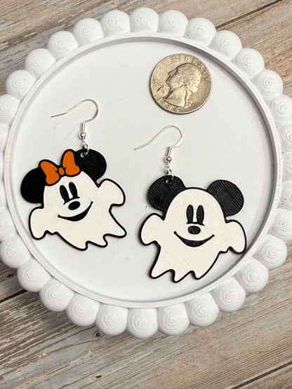 Ghost MickMin- 3D Printed Earrings - Halloween