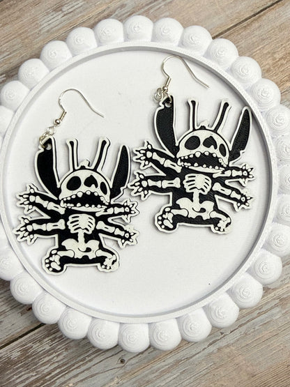 Alien Skeleton- 3D Printed Earrings - Halloween