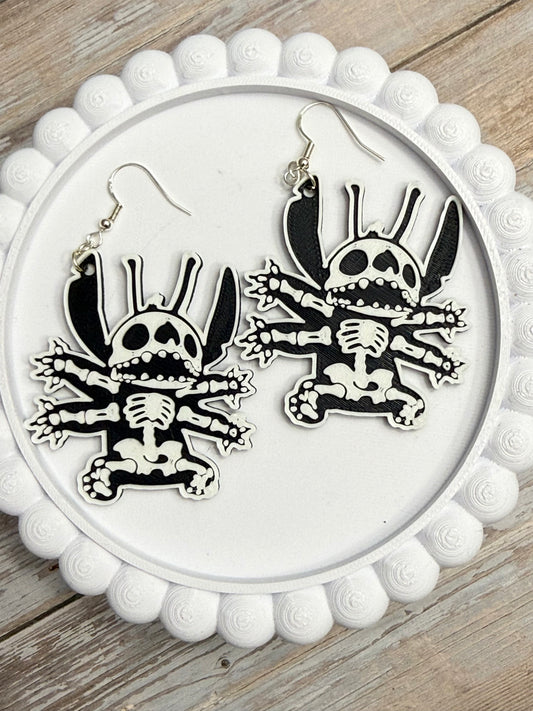 Alien Skeleton- 3D Printed Earrings - Halloween