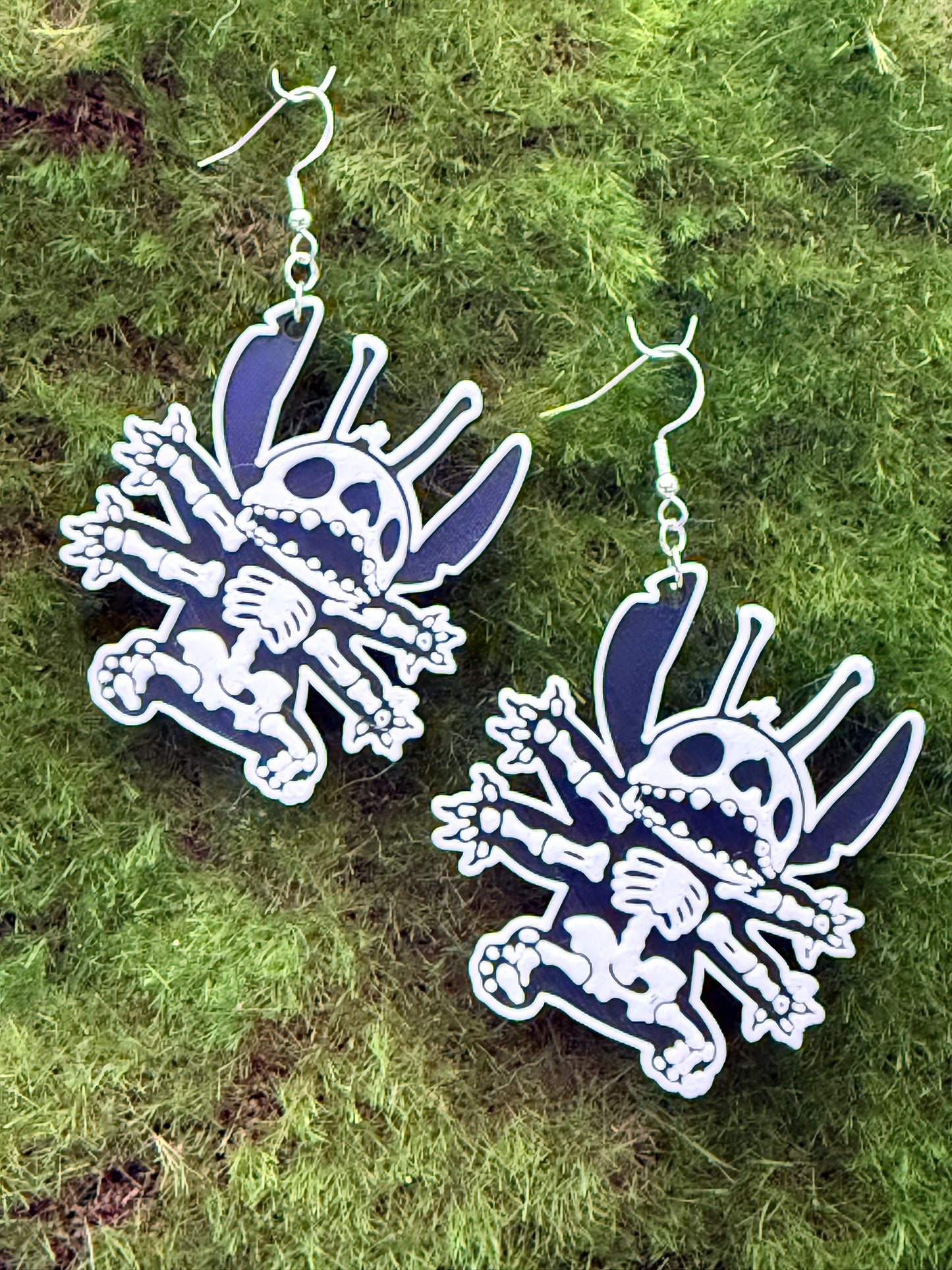 Alien Skeleton- 3D Printed Earrings - Halloween