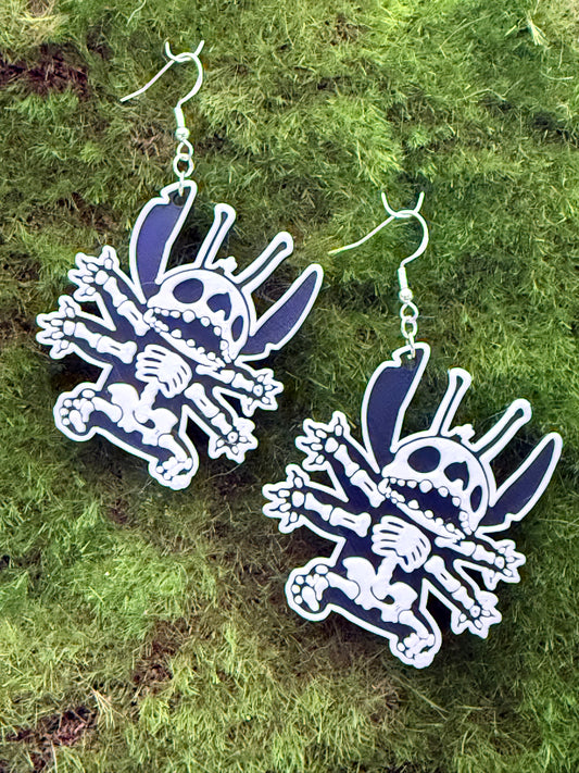 Alien Skeleton- 3D Printed Earrings - Halloween