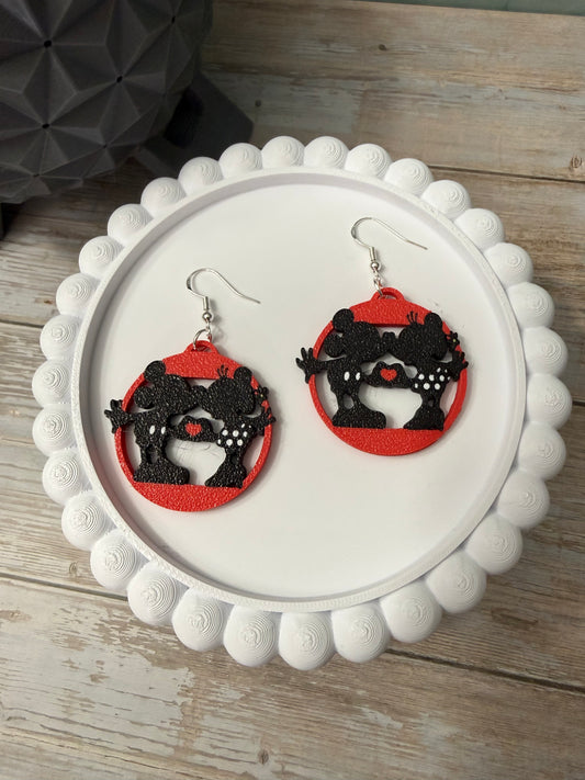 Mouse Couple- 3D Printed Earrings