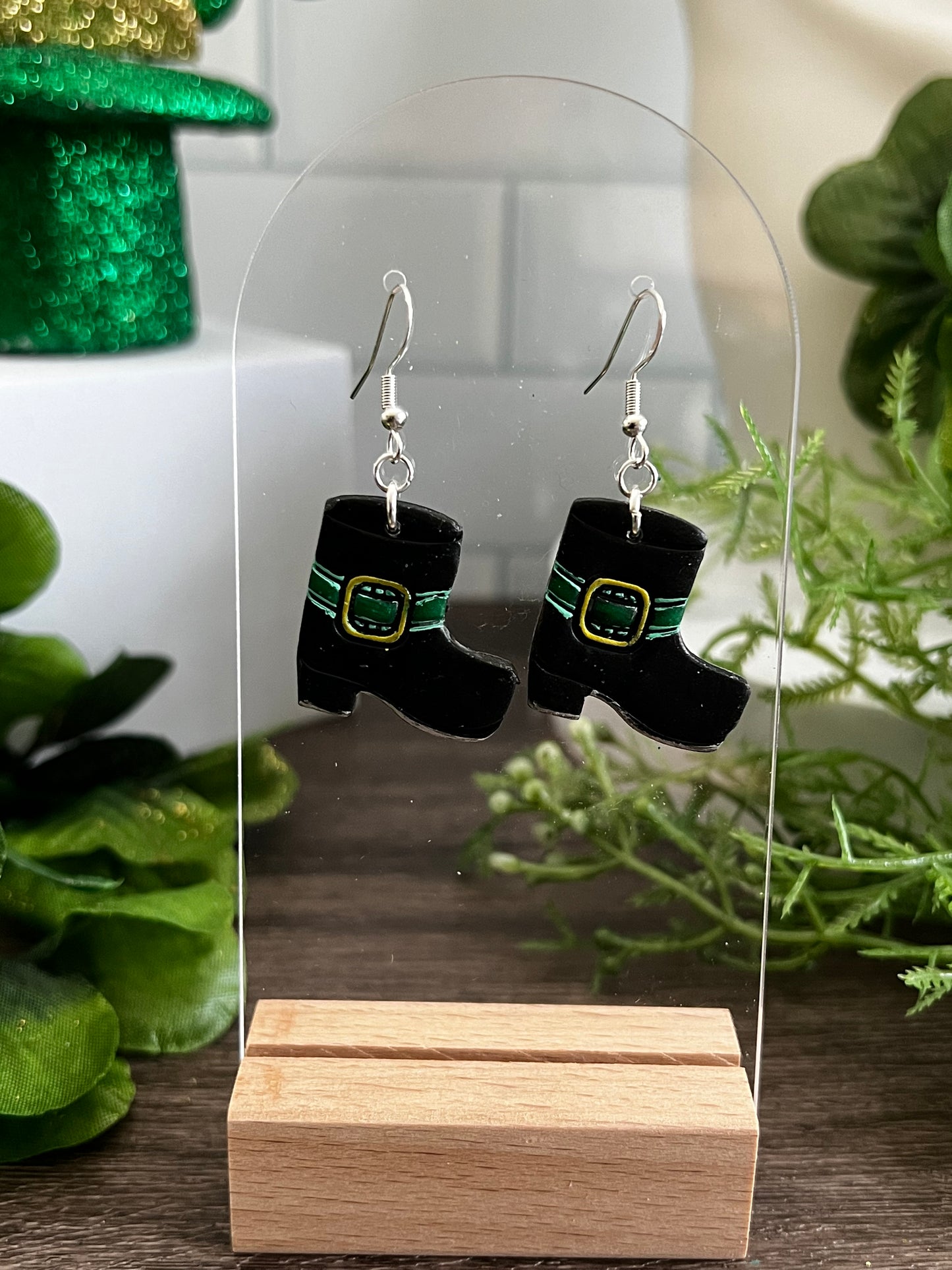 Leprechaun Boot Dangle- St. Patrick's-  Hook Earring