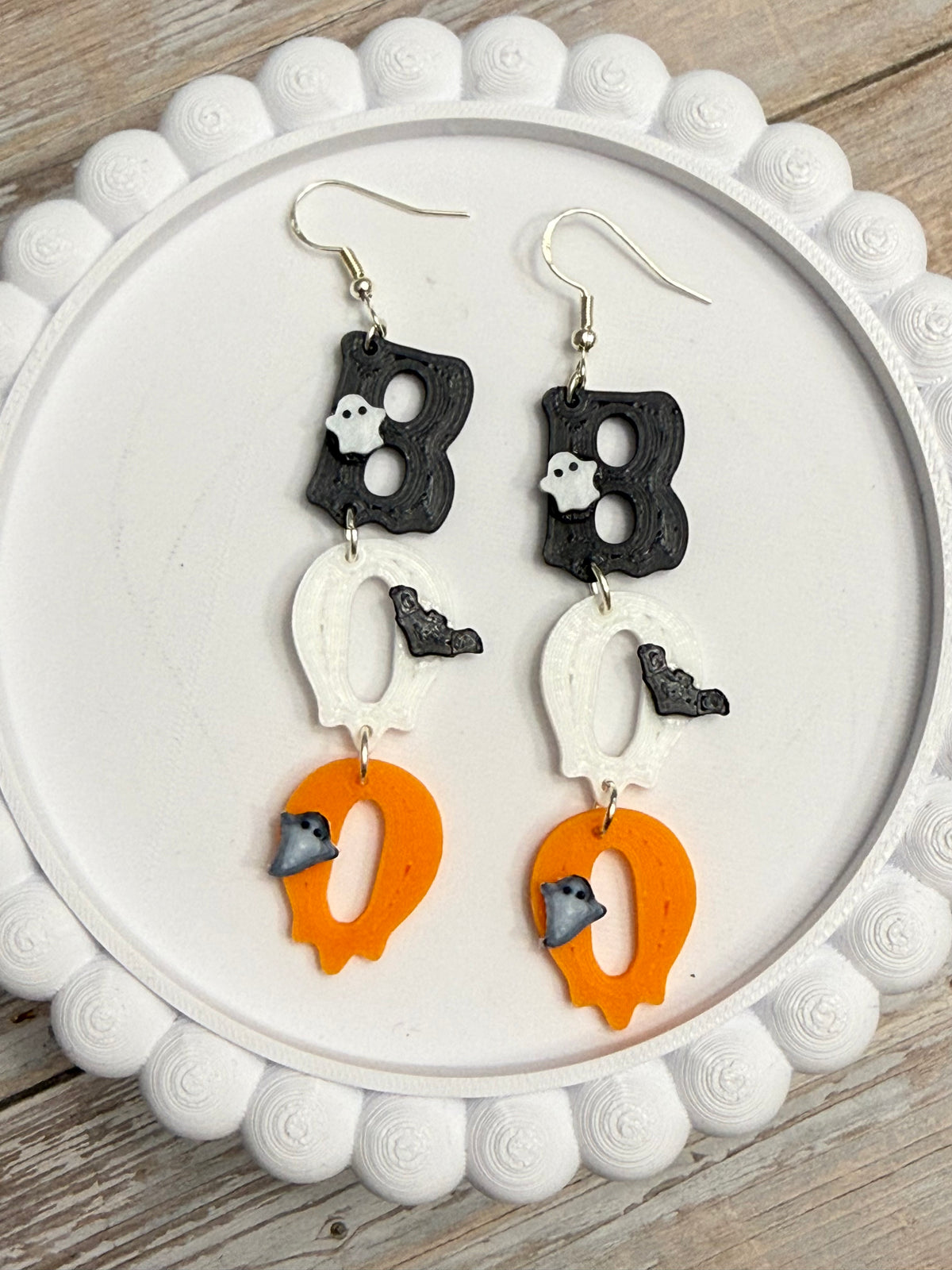 Boo Stacked- 3D Printed Earrings- Halloween
