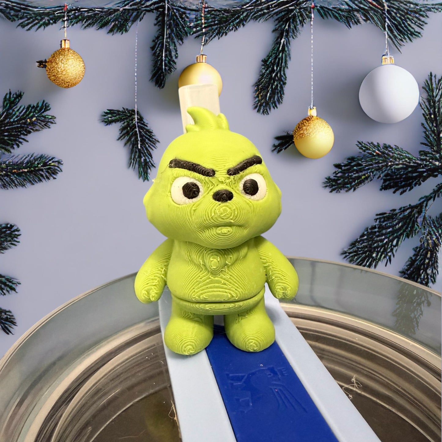 Christmas Grump- Straw Buddy- 3D Printed