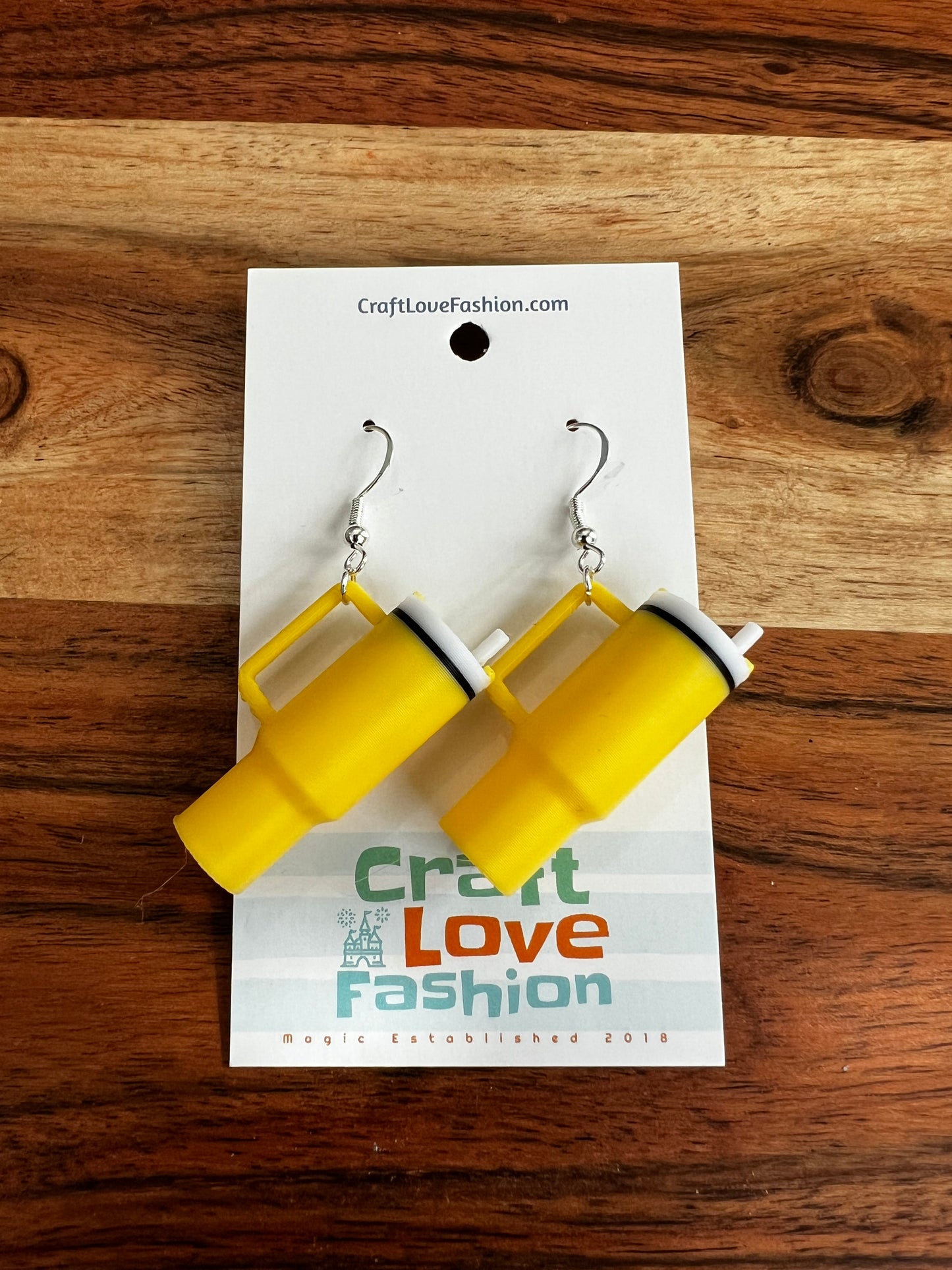 Yellow Stan Ley Thermos- 3D Printed Earrings