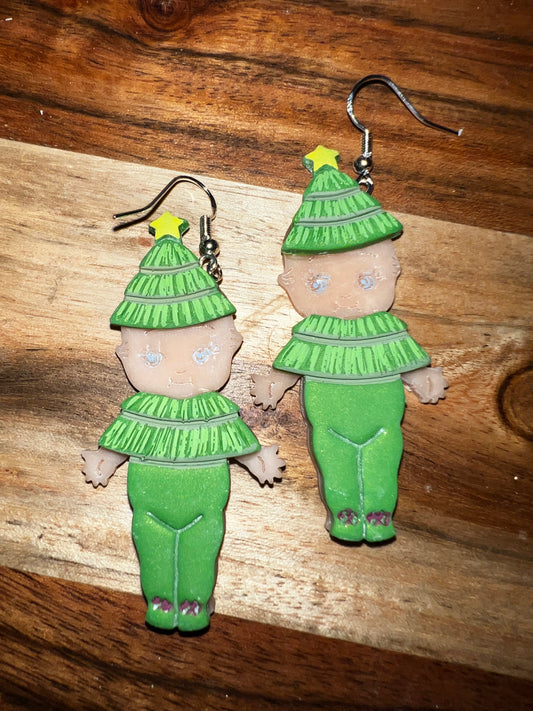 Tree Kewpie Doll- Merry Collection- Hook Earring