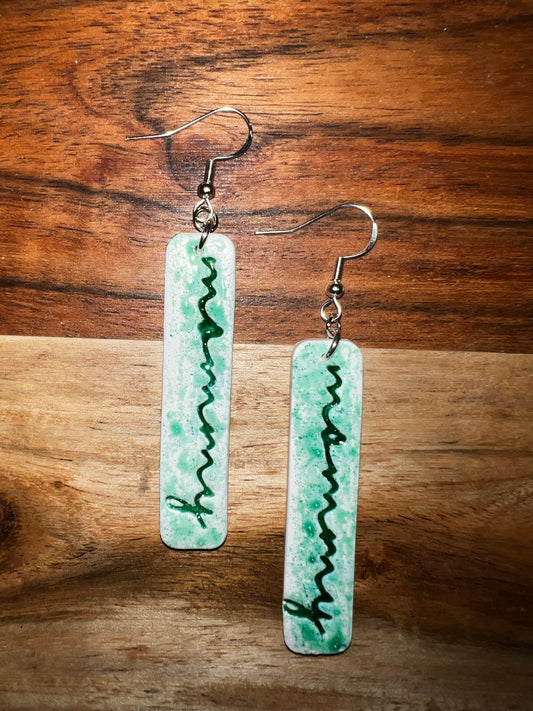 Mommy- Green-  Hook Earring