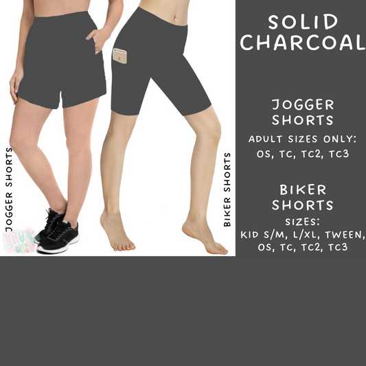 Ready To Ship - Solid Charcoal Biker & Jogger Shorts