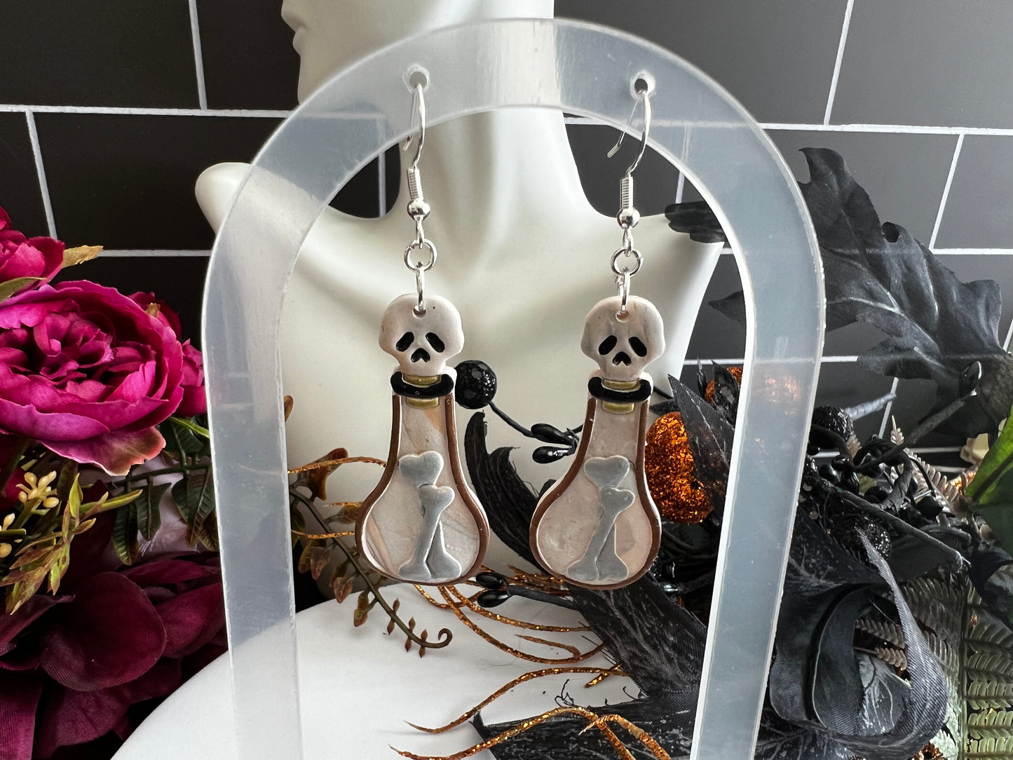 Bottle of Bones- Spooky Hook Earring