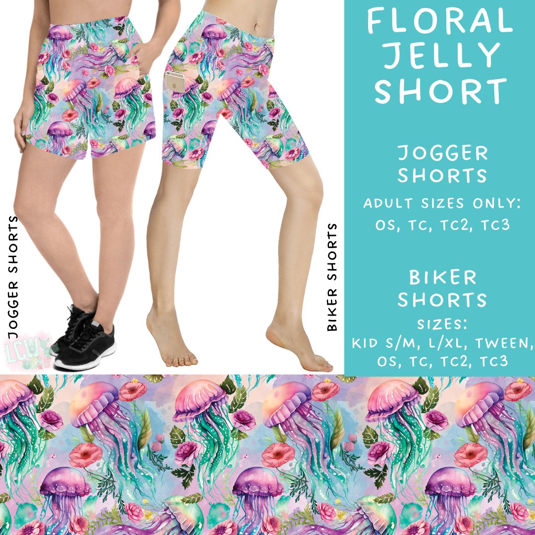 Batch #530 - Sea Life - Closes 5/15 - ETA mid July - Floral Jelly Biker & Jogger Shorts