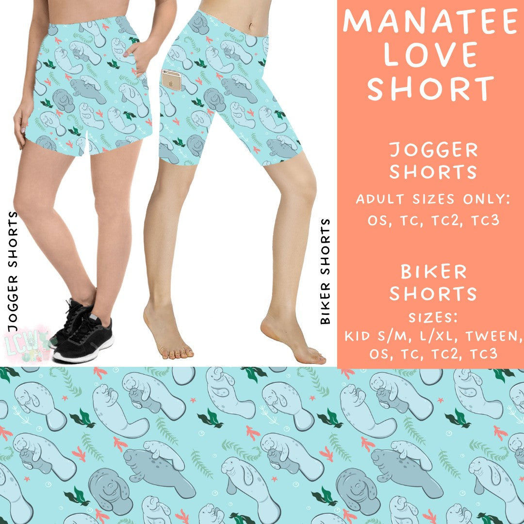 Batch #530 - Sea Life - Closes 5/15 - ETA mid July - Manatee Love Biker & Jogger Shorts