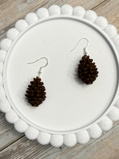 Pine Cone- 3D Printed Earrings- Fall