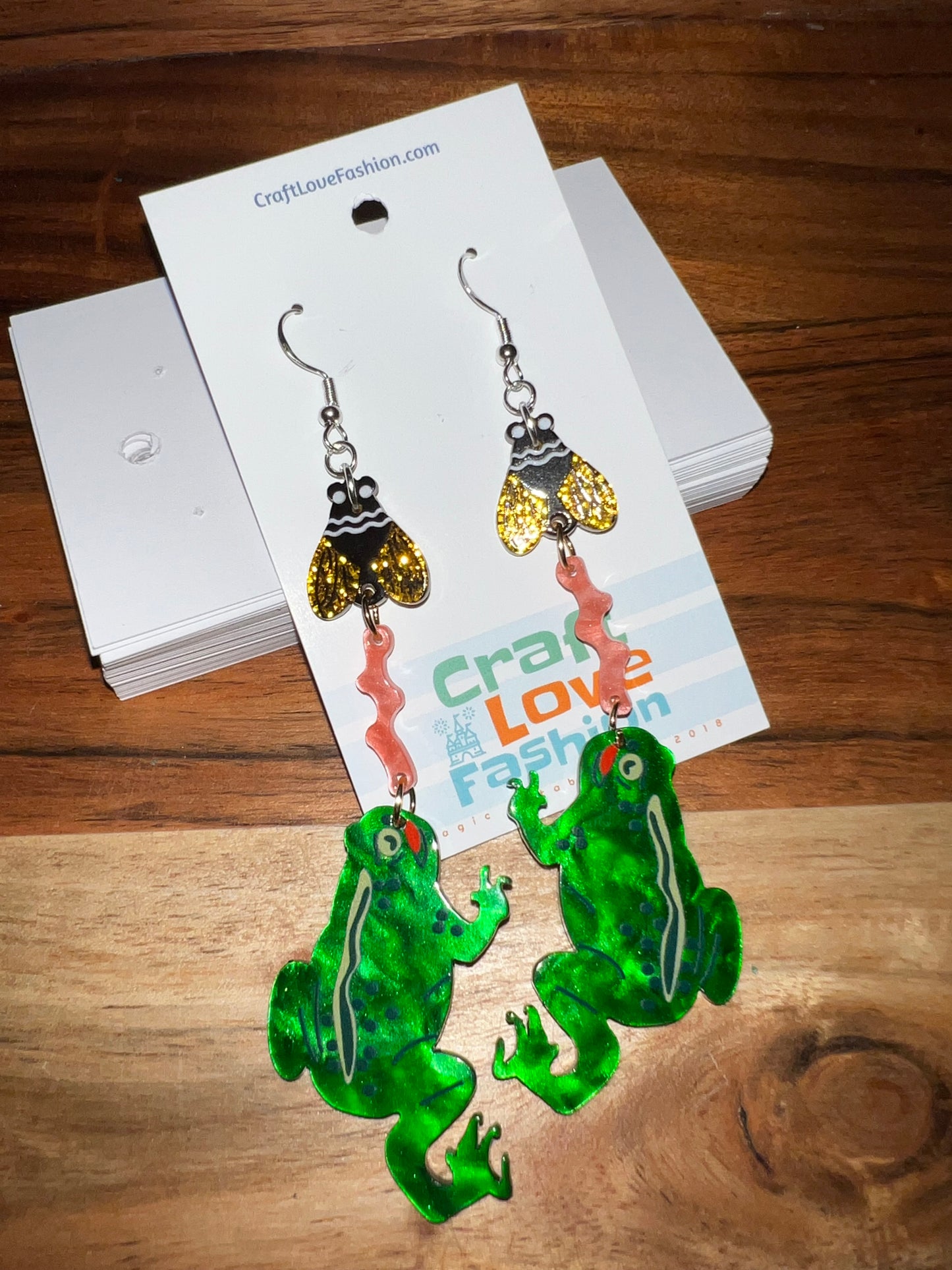 Frogs and Flies- Acrylic Earrings