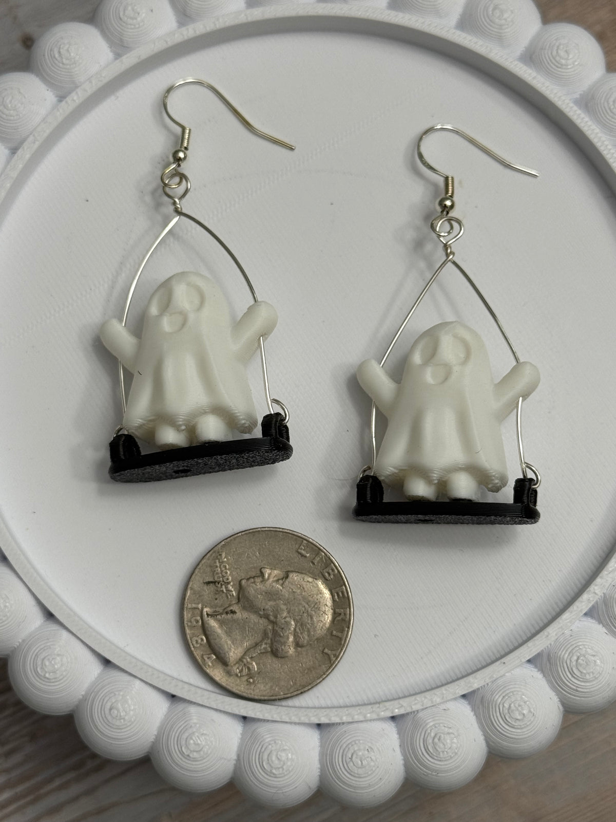 Swinging Ghost- 3D Printed Earrings - Halloween