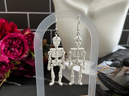 Dem Bones Wiggly Skeletons Spooky Hook Earrings