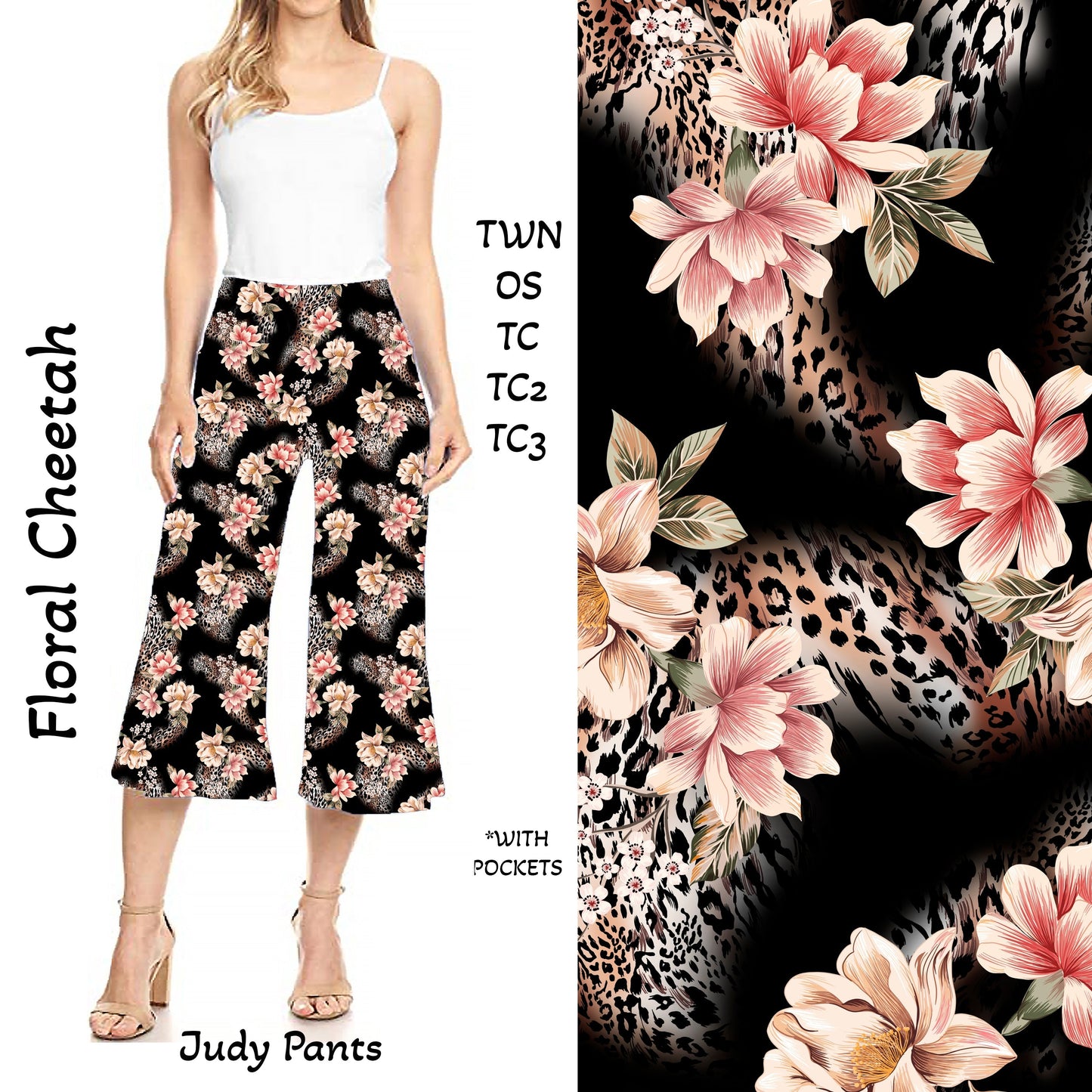 Floral Cheetah Judy Pants with Pockets