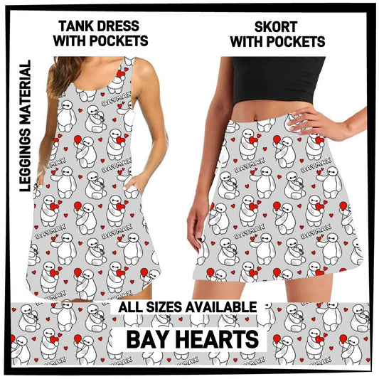 RTS - Bay Hearts Tank Dress/Skort with Side Pockets