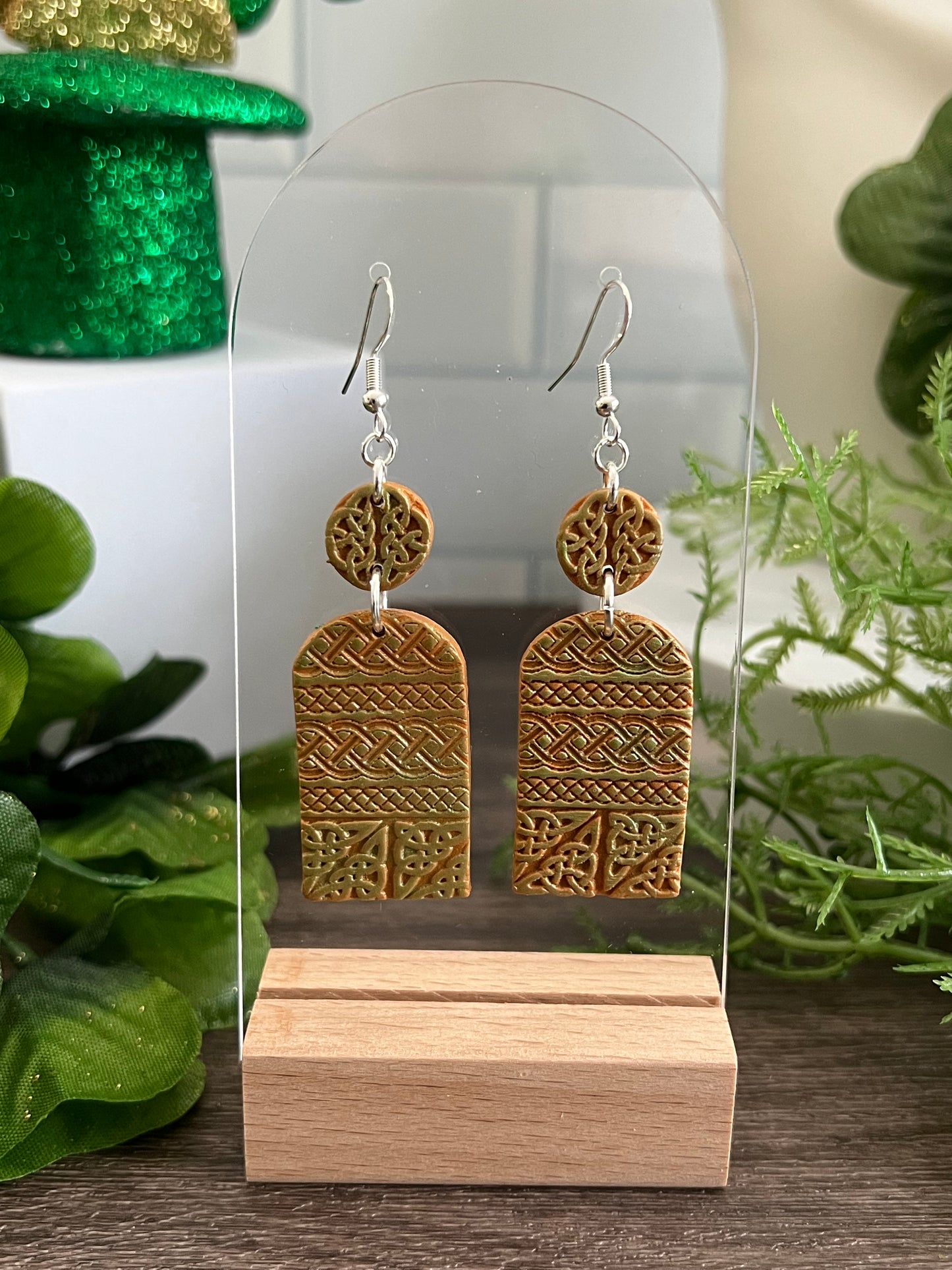 Celtic Knot Dangle Gold- St. Patrick's-  Hook Earring