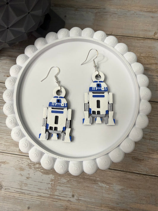 Blue Droid- 3D Printed Earrings
