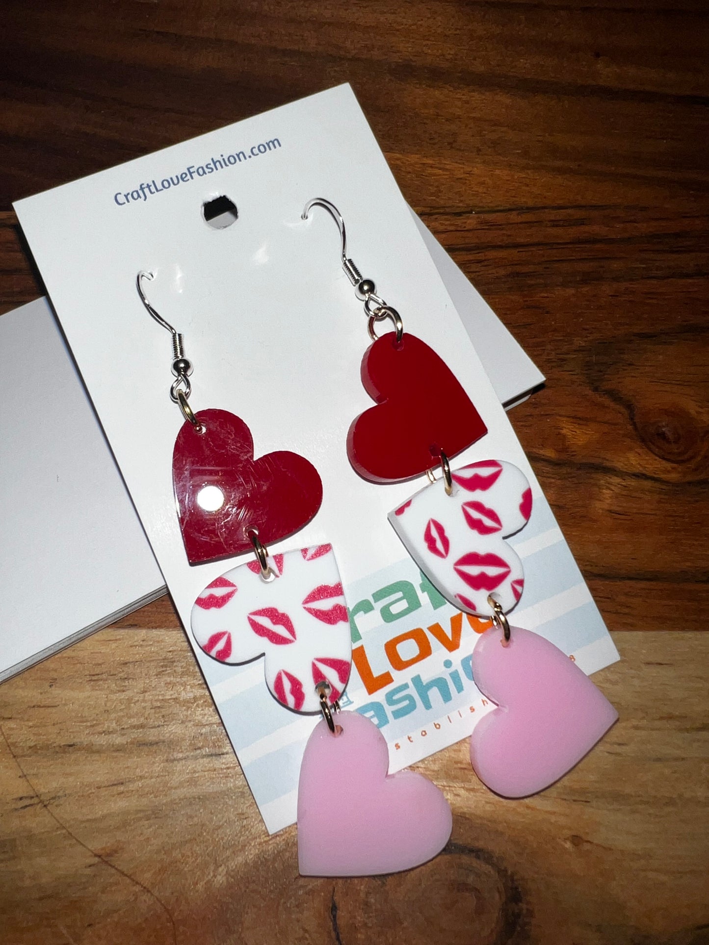 Hearts and Kisses- Acrylic Earrings- Valentine’s