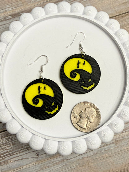 Oog Moon Hill- 3D Printed Earrings - Halloween