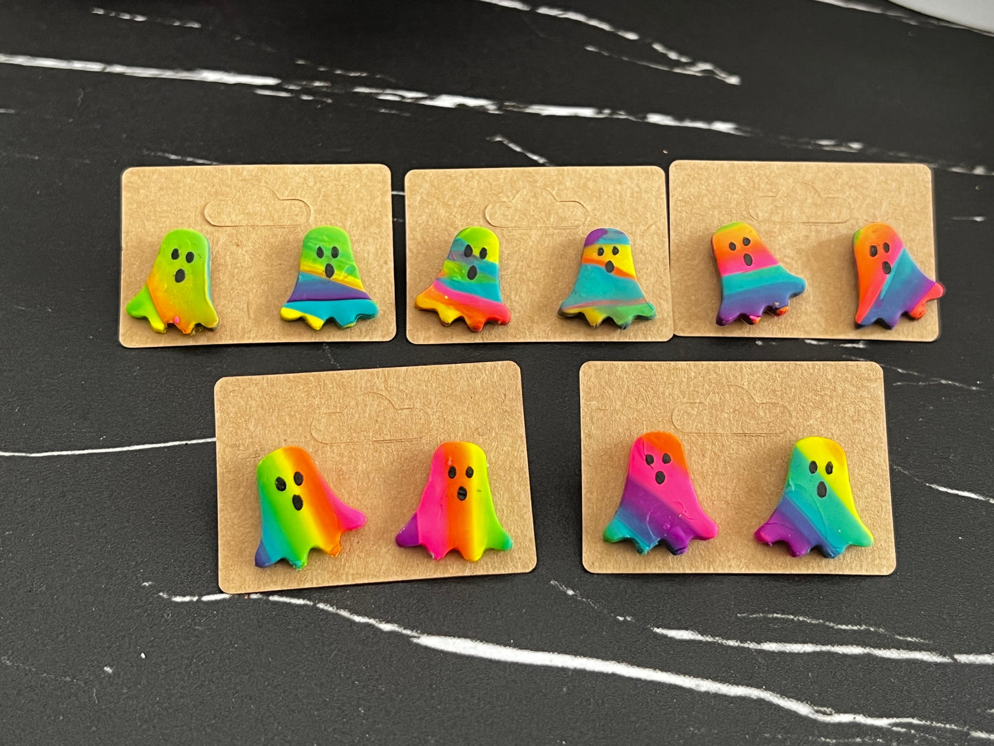 Colorful Ghosties Spooky Stud Earrings