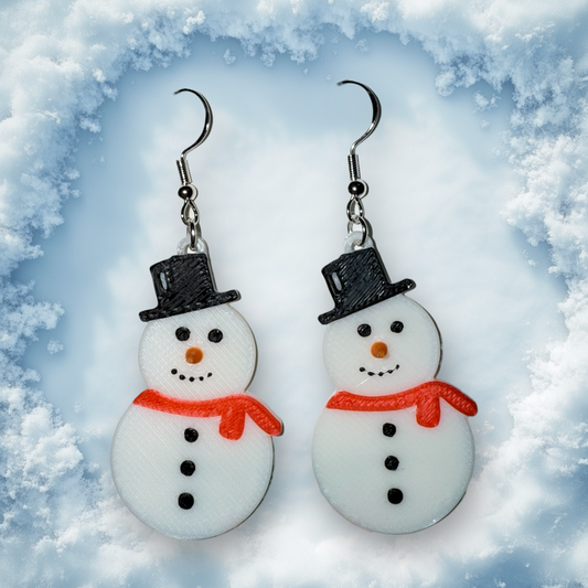 Snowman- 3D Printed Earrings