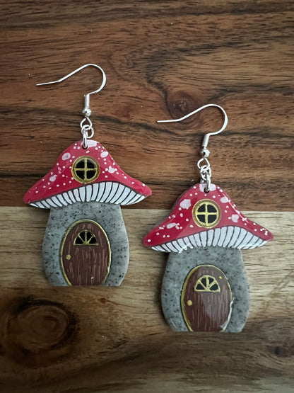 Mushroom Cottage-  Hook Earring