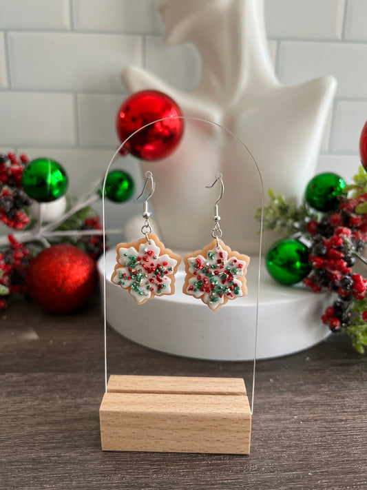 Frosted Cookie Snowflake- Merry Collection- Hook Earring