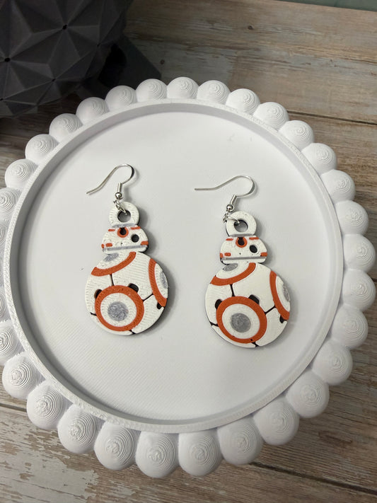 Orange Droid- 3D Printed Earrings