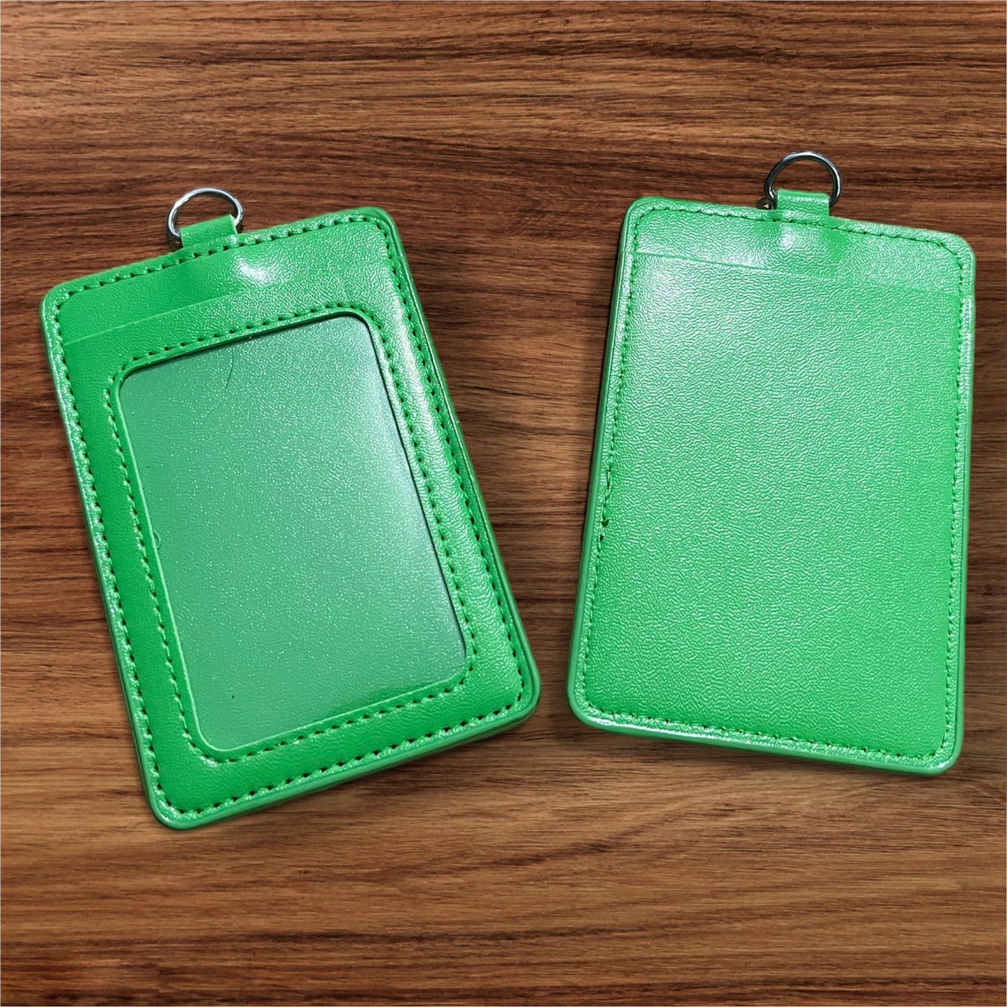 Bright Green- ID Holder for Silicone Keychain Beaded Wristlet