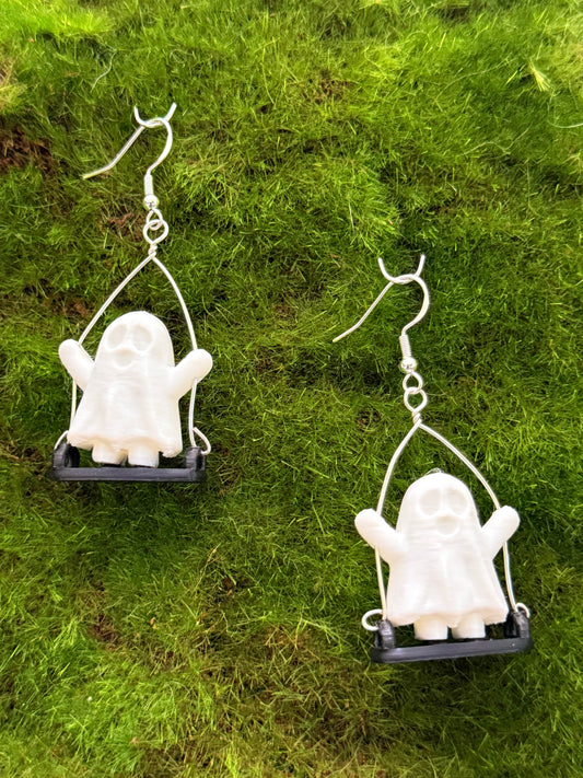 Swinging Ghost- 3D Printed Earrings