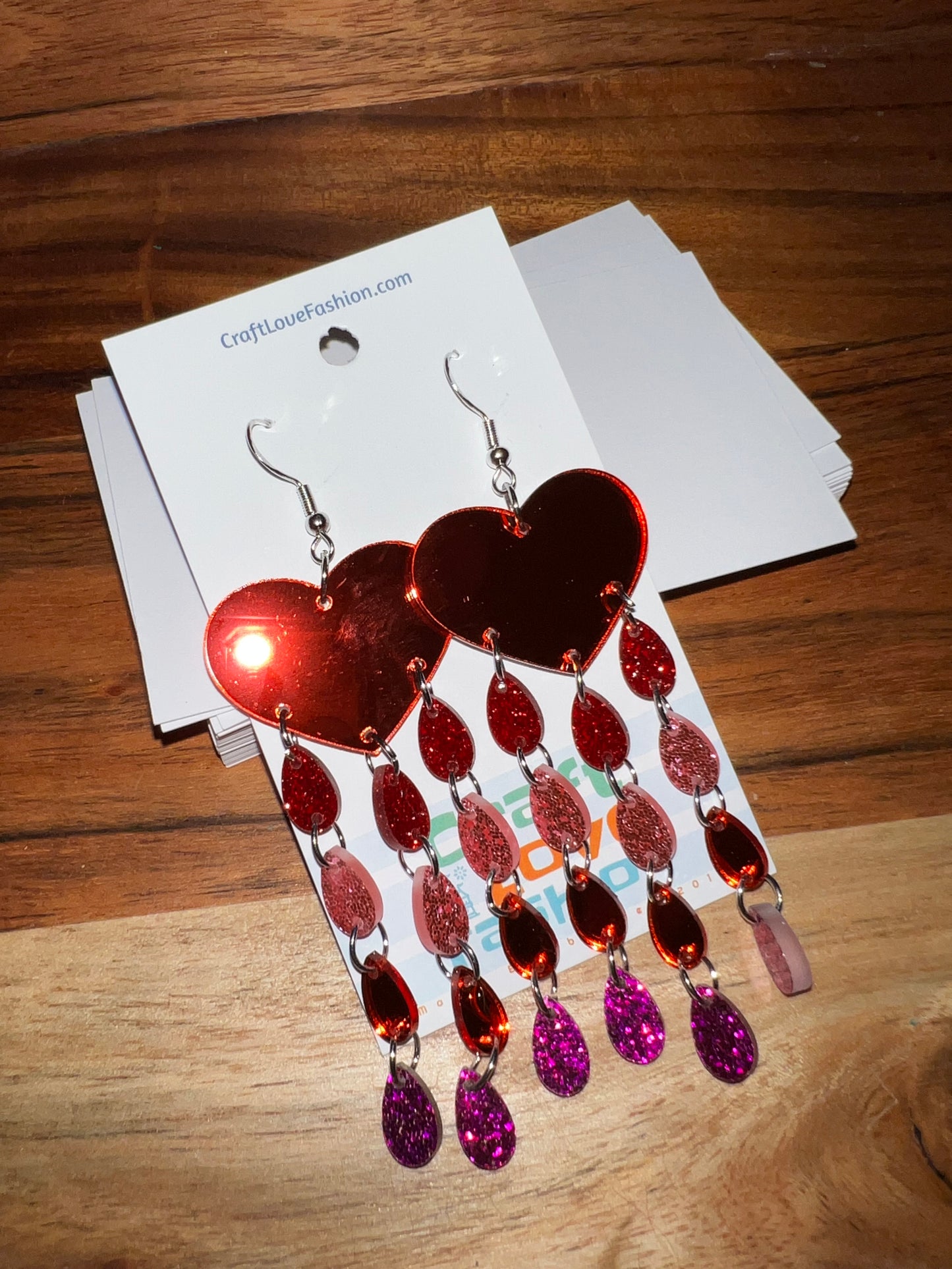 Raining Love- Acrylic Earrings- Valentine’s