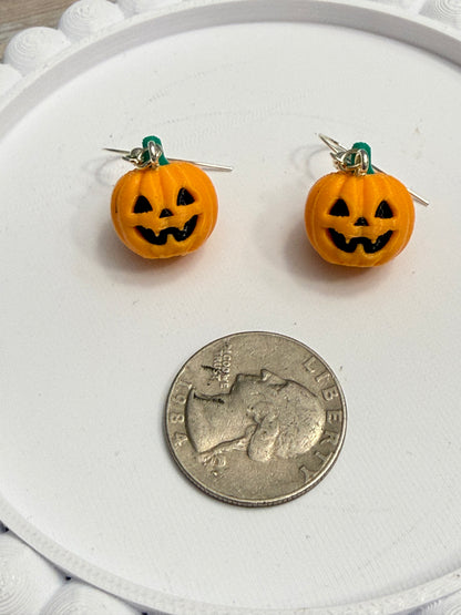 Tiny Jack-o-lantern - 3D Printed Earrings - Halloween