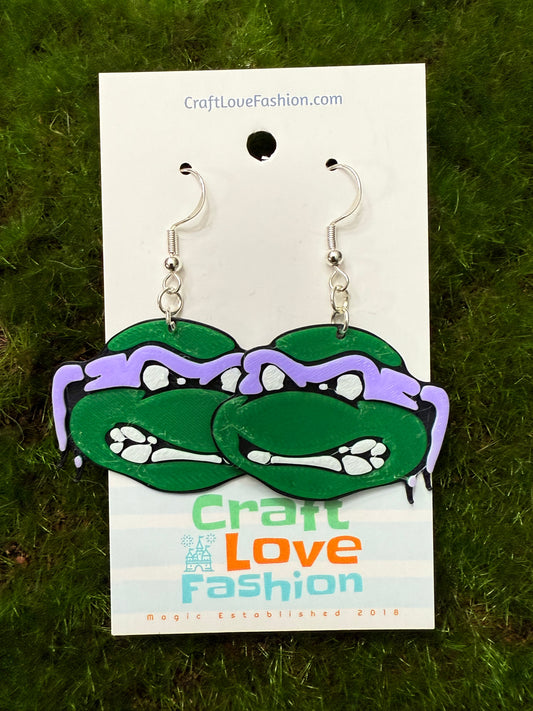 Purple Hero Turtle- 3D Printed Earrings