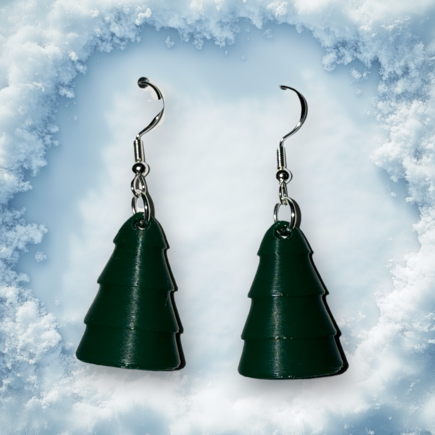 Pine Tree- 3D Printed Earrings - Christmas