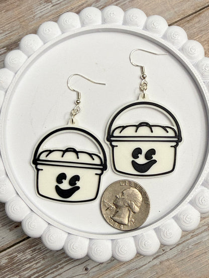 Ghost Bucket- 3D Printed Earrings - Halloween