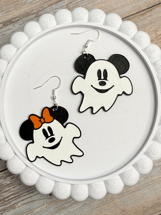 Ghost MickMin- 3D Printed Earrings - Halloween