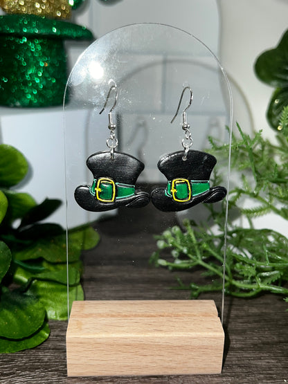 Top Hat Dangle- St. Patrick's-  Hook Earring