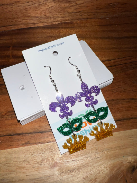 Iconic Nola- Acrylic Earrings- Mardi Gras