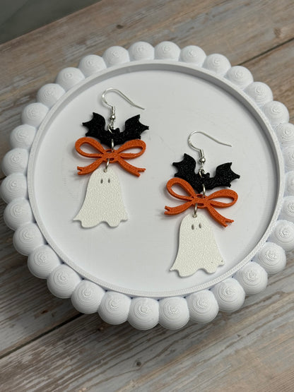 Bat, Bow, Ghostie- 3D Printed Earrings - Halloween